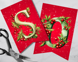 Holly & Berry Christmas Pennant Banner Printable (A–Z Letters)