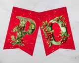 Holly & Berry Christmas Pennant Banner Printable (A–Z Letters)