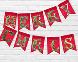 Holly & Berry Christmas Pennant Banner Printable (A–Z Letters)