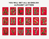 Holly & Berry Christmas Pennant Banner Printable (A–Z Letters)