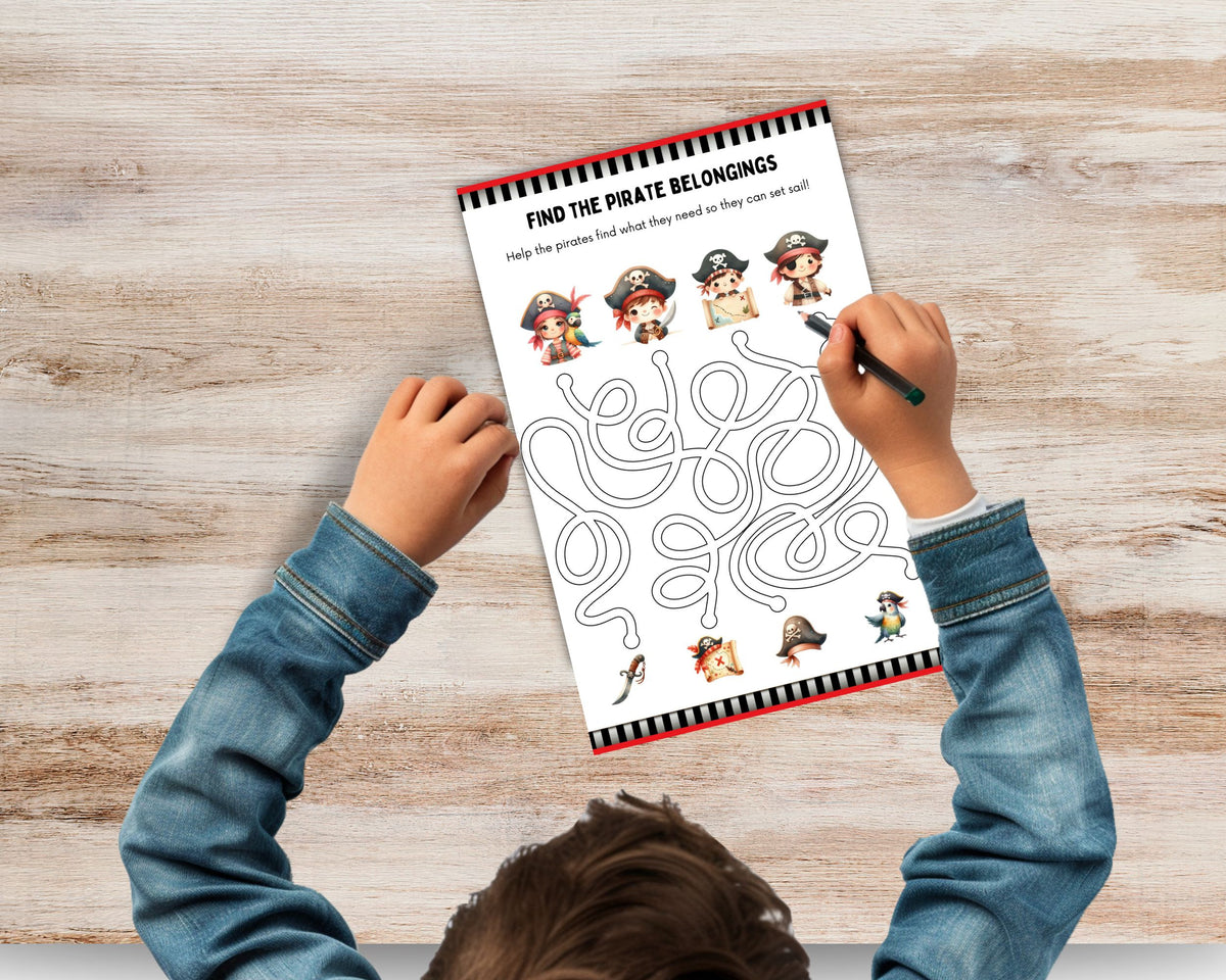 Pirate Maze Puzzle Printable Pack