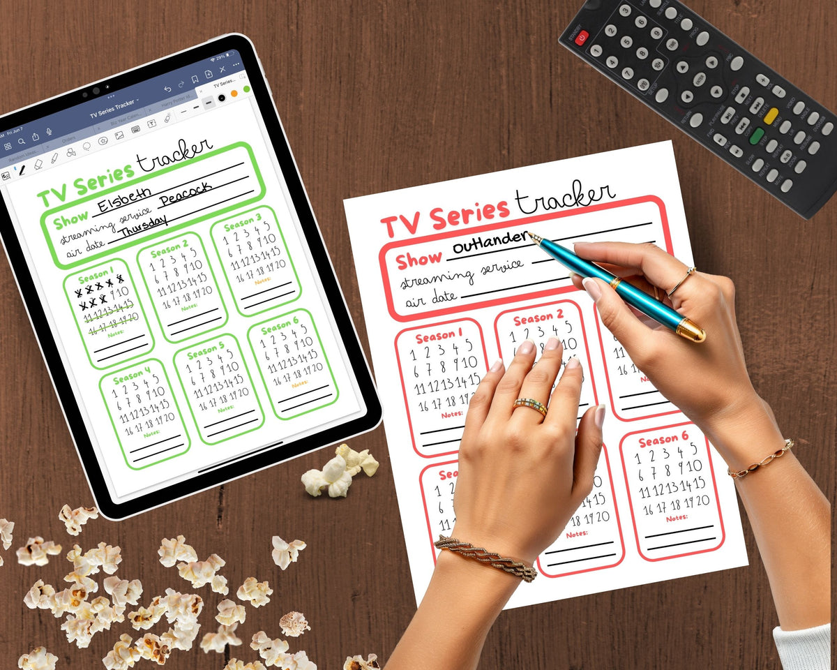 TV Tracker Planner Page for Digital Planner or Physical Print