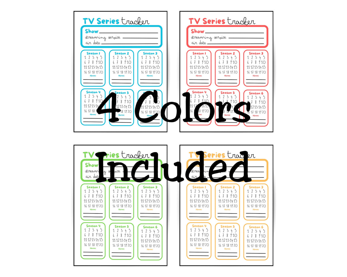 TV Tracker Planner Page for Digital Planner or Physical Print