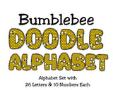 Bumblebee Doodle Alphabet PNG Clipart Set