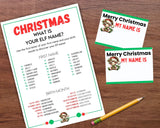 Christmas Elf Name Game Printable