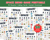 Outer space Printable Bingo Game