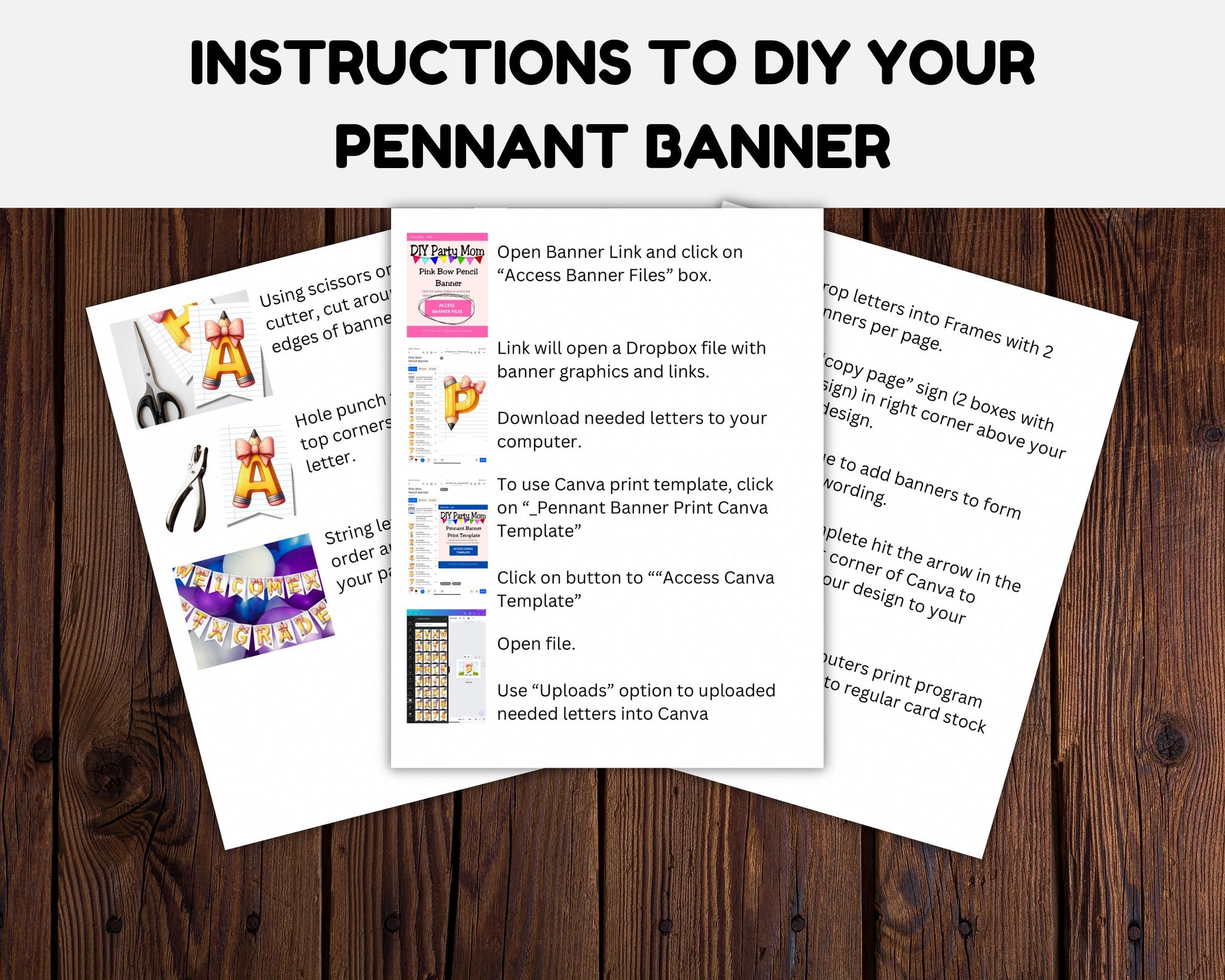 Back to School Banner DIY Printable with Pink Bow Pencil Alphabet – DIY  Party Mom, image size:2048x1638