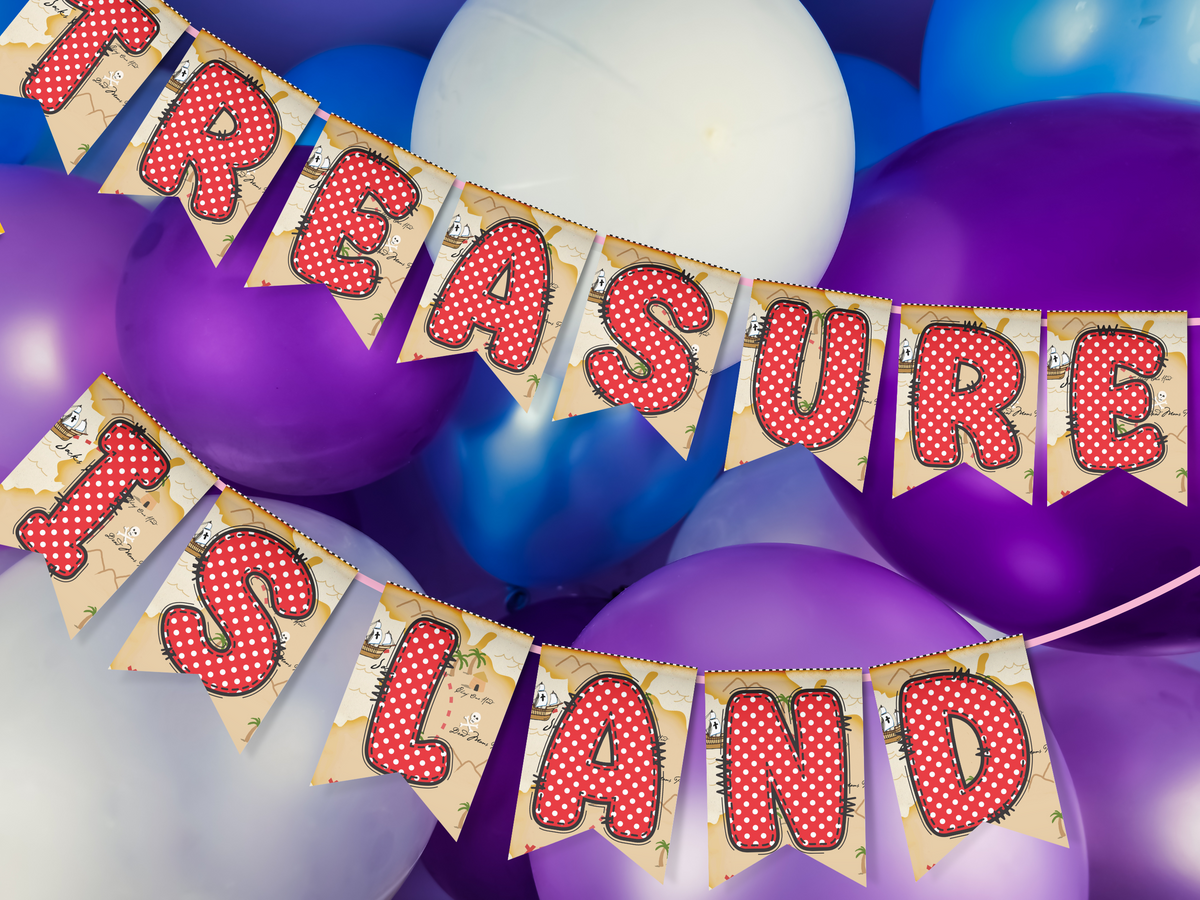 Pirate Map Pennant Banner Printable