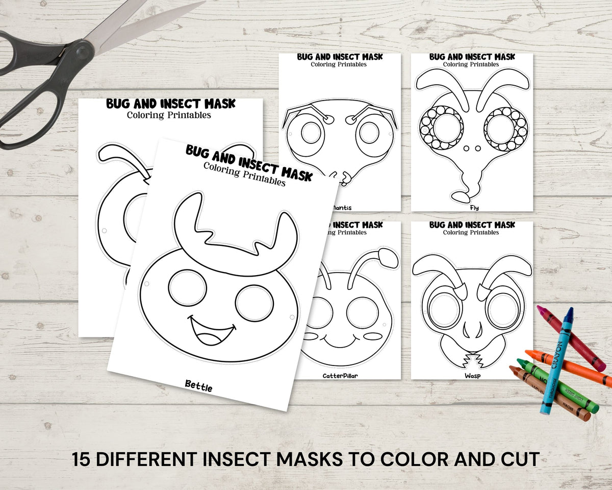 Insect Bug Masks Pretend Play Craft Coloring Pages