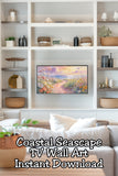 Refresh your home with spring TV wall art that feels light, airy, and serene. This pink coastal seascape digital wall art fits any 16:9 TV and brings soft landscape beauty to your space—no frames, no shipping, instant download.