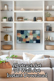Modern Abstract Geometric Frame TV Art, Neutral Sage Navy Clay Palette Knife Texture, Contemporary Abstract TV Wall Art Digital Download