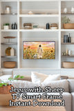 Turn your Samsung Frame TV into peaceful Christian wall art with this Jesus the Shepherd Frame TV art digital download. Featuring Jesus walking through a sunflower field with a lamb, this faith-inspired spring wall art is perfect for Easter décor, prayer rooms, and Christian homes. Instantly refresh your space with meaningful Frame TV art designed for believers.