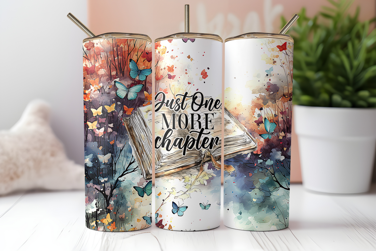Personalized Just One More Chapter Book 20 ounce Stainless Steel Tumbler   *