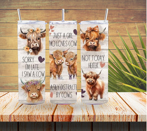 Just a Girl Who Loves Cows 20 ounce Stainless Steel Tumbler  *548