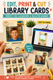 Editable Library Card Student Photo Frame Canva Template