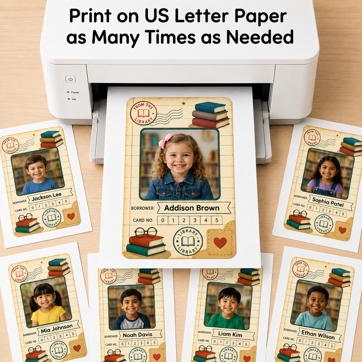 Editable Library Card Student Photo Frame Canva Template