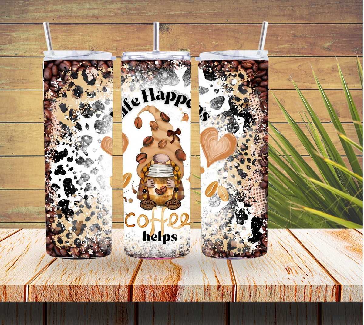 Life Happens Coffee Helps Coffee Gnome 20 ounce Stainless Steel Tumbler *517