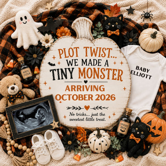 Halloween Pregnancy Announcement Canva Template