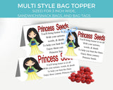 Mulan Princess Seeds Bag Topper Printable Party Favor