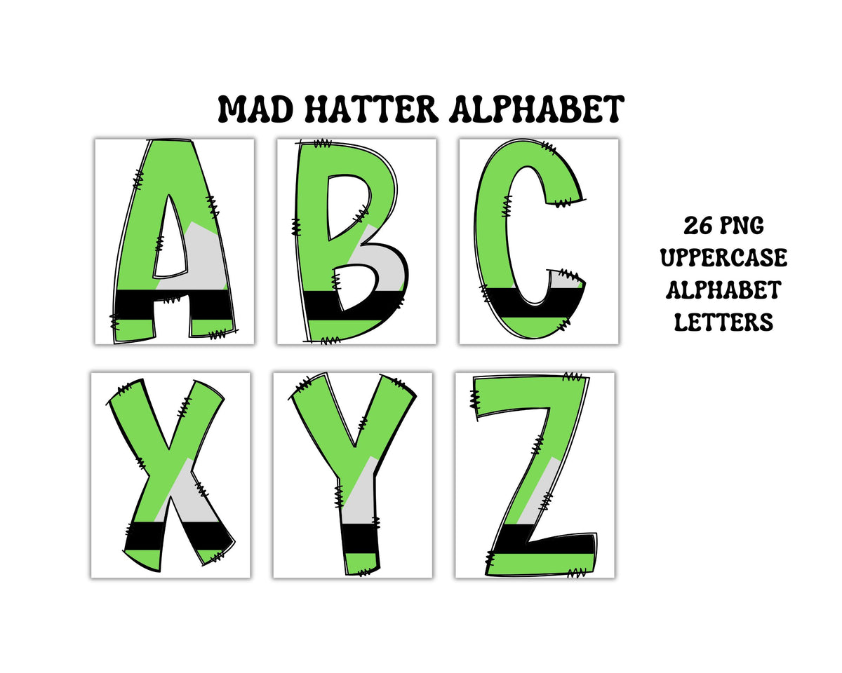 Alice in Wonderland Alphabet Clipart Set of 6 English Letters