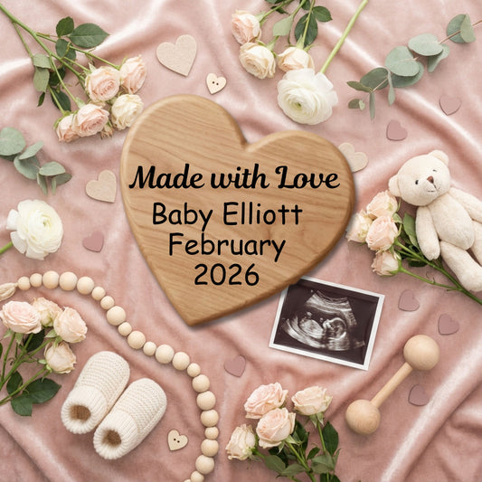 Made with Love Valentine Baby Announcement Canva Template