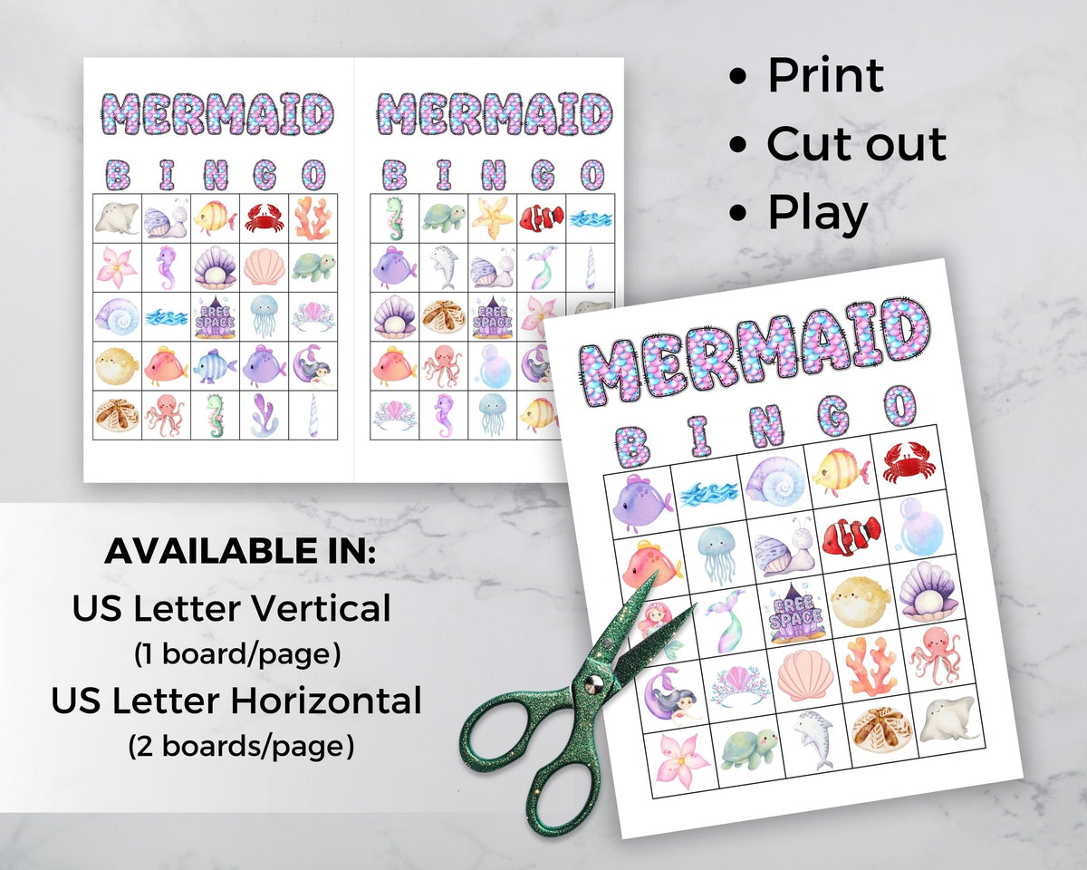 Mermaid Bingo Game Printable