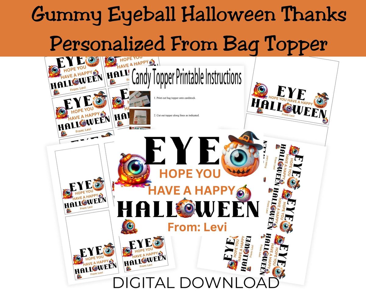 Eye Halloween Canva Template Bag Topper Printable