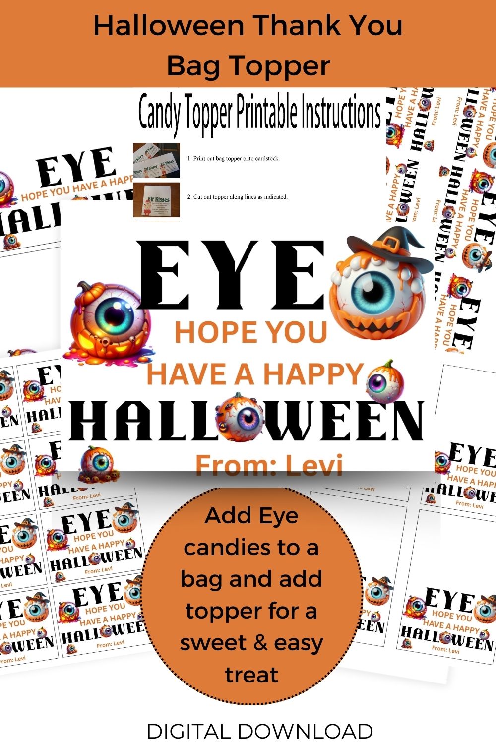 Eye Halloween Canva Template Bag Topper Printable