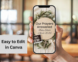 Our Prayers Answered Easter Christian Pregnancy Announcement Canva Template