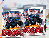 Red, White & BOOM! Monster Truck Fireworks Watch Candy Label Printable Set