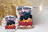 Red, White & BOOM! Monster Truck Fireworks Watch Candy Label Printable Set