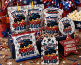 Red, White & BOOM! Monster Truck Fireworks Watch Candy Label Printable Set