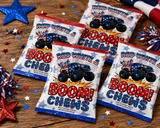 Red, White & BOOM! Monster Truck Fireworks Watch Candy Label Printable Set