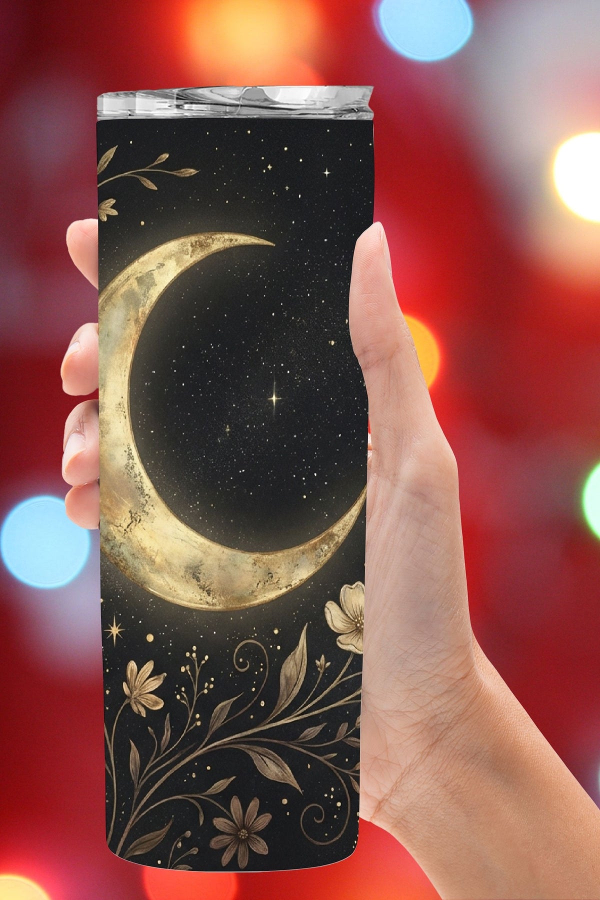 Crescent Moon & Wildflower Tumbler  *827