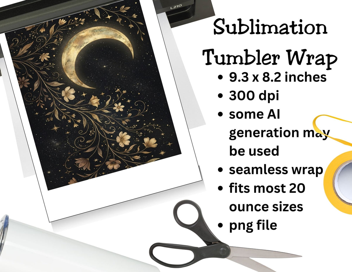 Crescent Moon & Wildflower Tumbler  *827