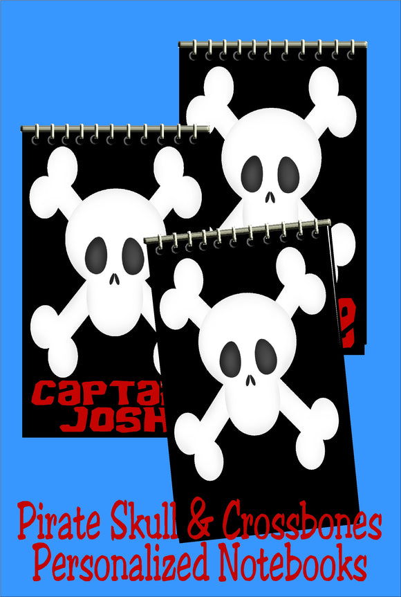 Pirate Skull and Crossbones Personalized Notebook Party Favors