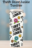 Thrift lovers are a whole vibe 🛍️ This Thrift Store Junkie seamless tumbler wrap is perfect for makers creating cups for resale, craft fairs, or fun everyday drinkware. Retro florals, bold lettering, and a seamless layout make it easy to press and sell. Great for thrifting fans, resale queens, and vintage lovers.