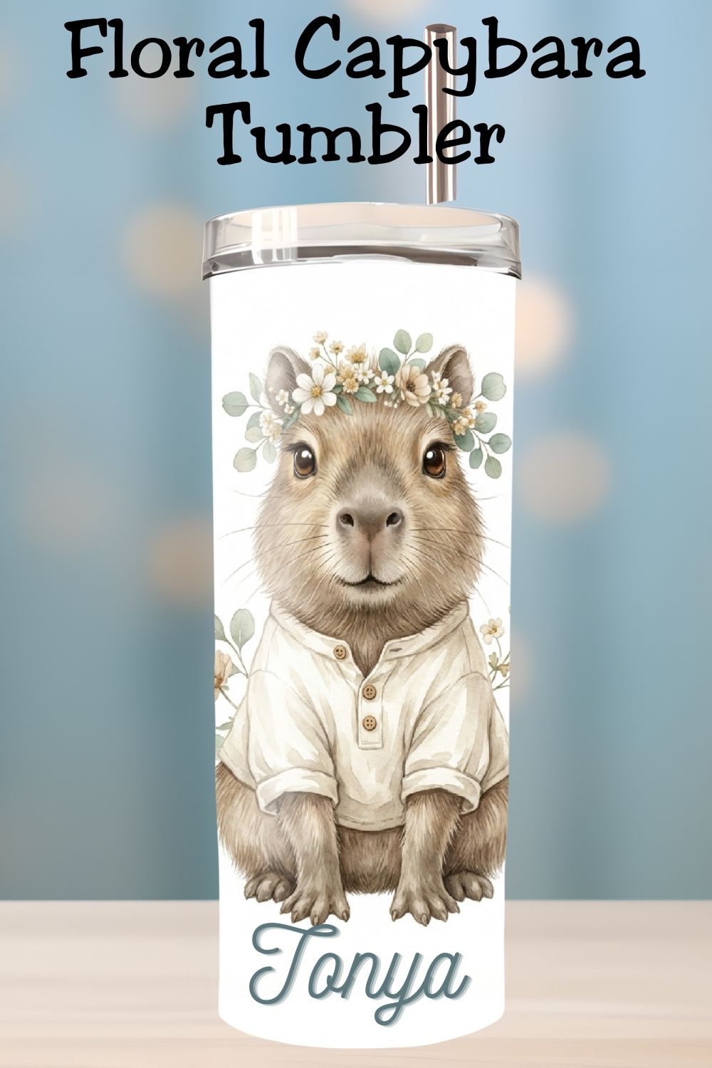 Love capybaras and calm neutral aesthetics? This cute animal tumbler blends floral boho style with cozy cottage vibes. A beautiful gift idea or DIY sublimation project using the downloadable tumbler wrap.