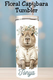 Love capybaras and calm neutral aesthetics? This cute animal tumbler blends floral boho style with cozy cottage vibes. A beautiful gift idea or DIY sublimation project using the downloadable tumbler wrap.