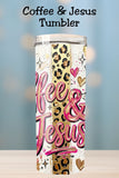 Coffee and Jesus Tumbler Wrap PNG and Tumbler   *1060