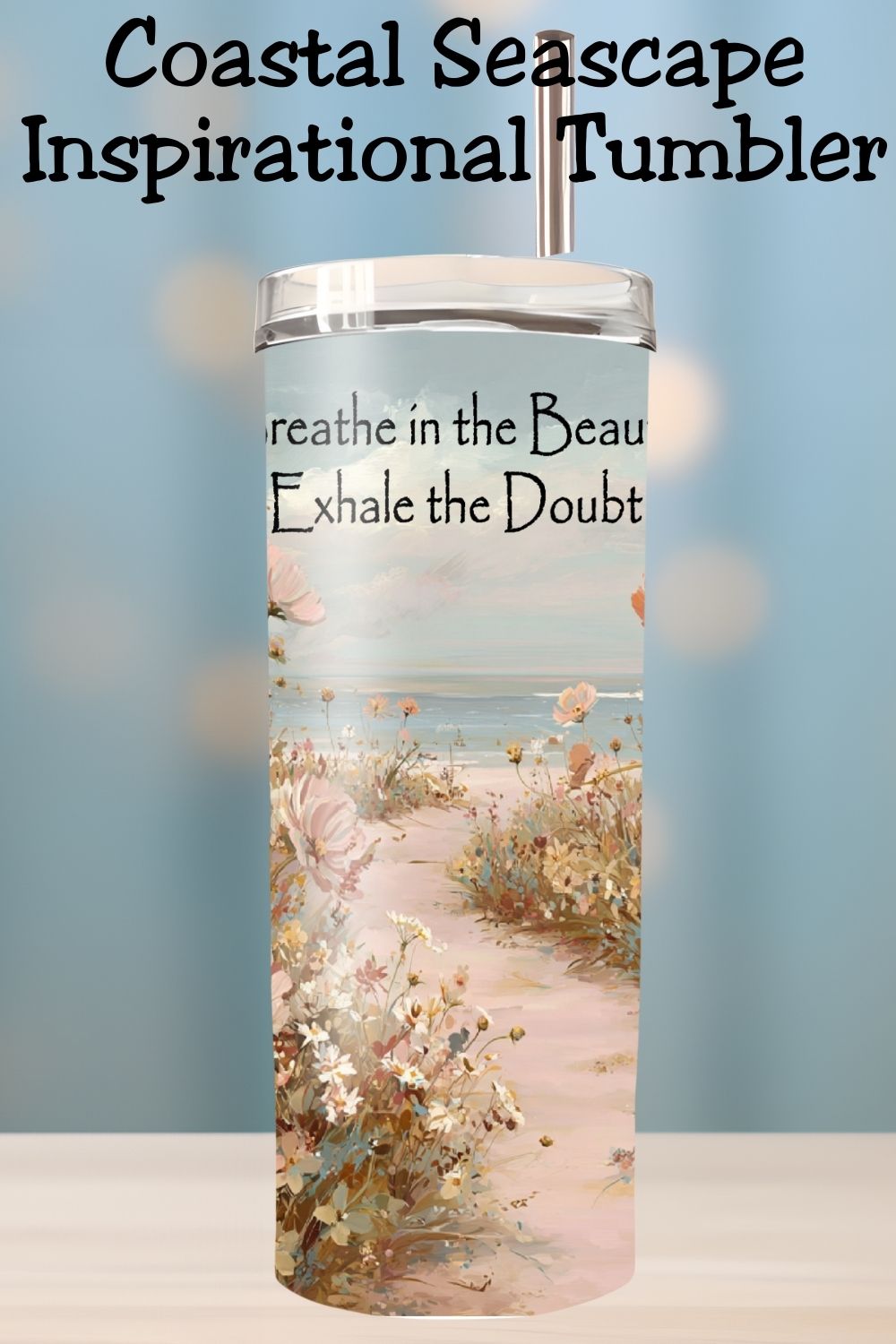 Soft pink coastal vibes 🌸 This pink floral tumbler features dreamy spring wildflowers, a pastel beach path, and a calming ocean view. Available as a finished tumbler or PNG for sublimation makers. Perfect for spring gifts, Mother’s Day, or self-care drinkware.