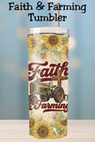 Looking for a meaningful farmer gift?
This sunflower Faith and Farming tumbler blends Christian faith with farm life in a timeless country design. Choose a ready-made tumbler or a digital PNG for crafting your own.