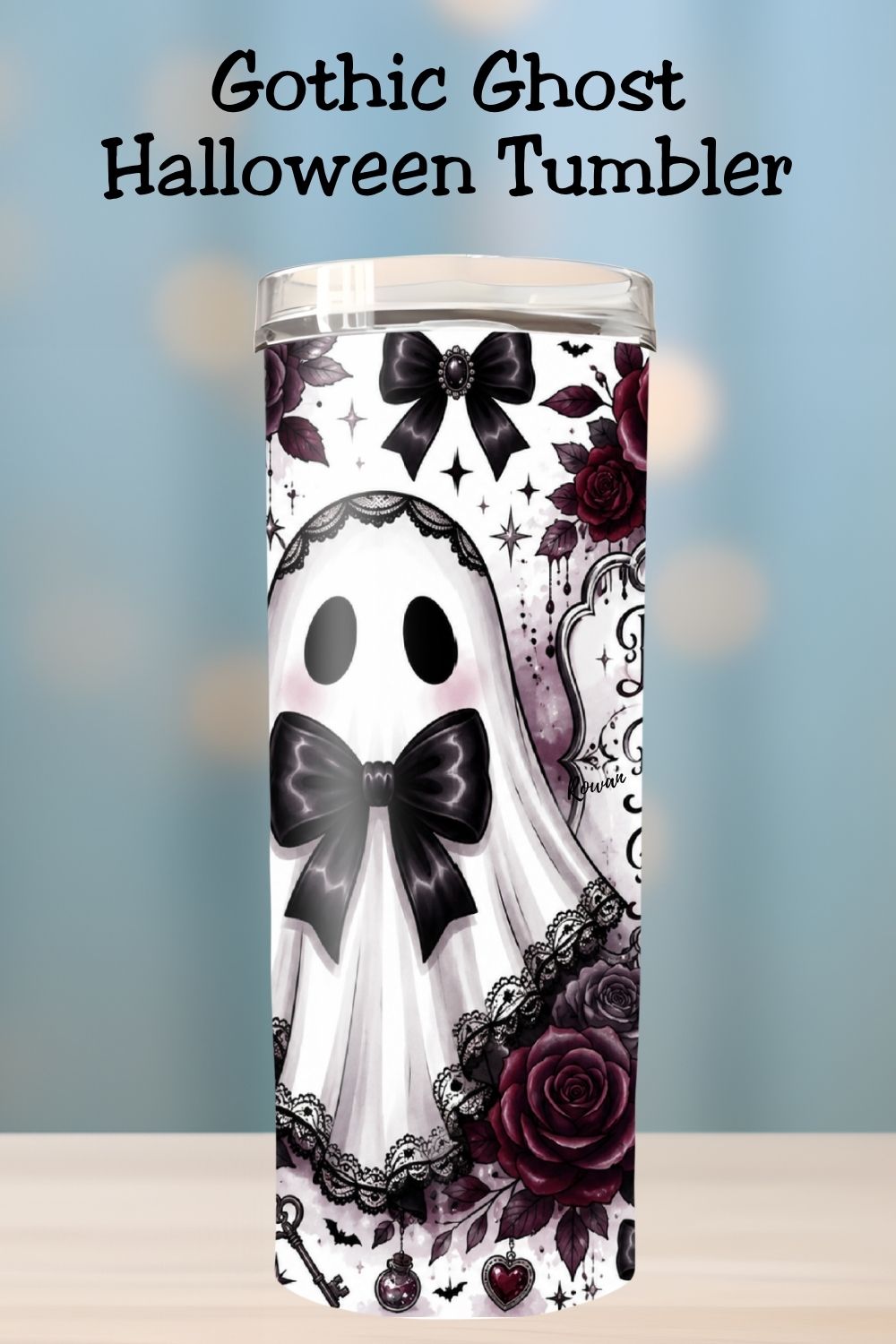 Delicate, Dark & Difficult Ghost Tumbler and Tumbler Wrap  *1090