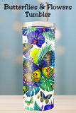 Butterfly Floral  TUMBLER and Tumbler Wrap PNG   *1064