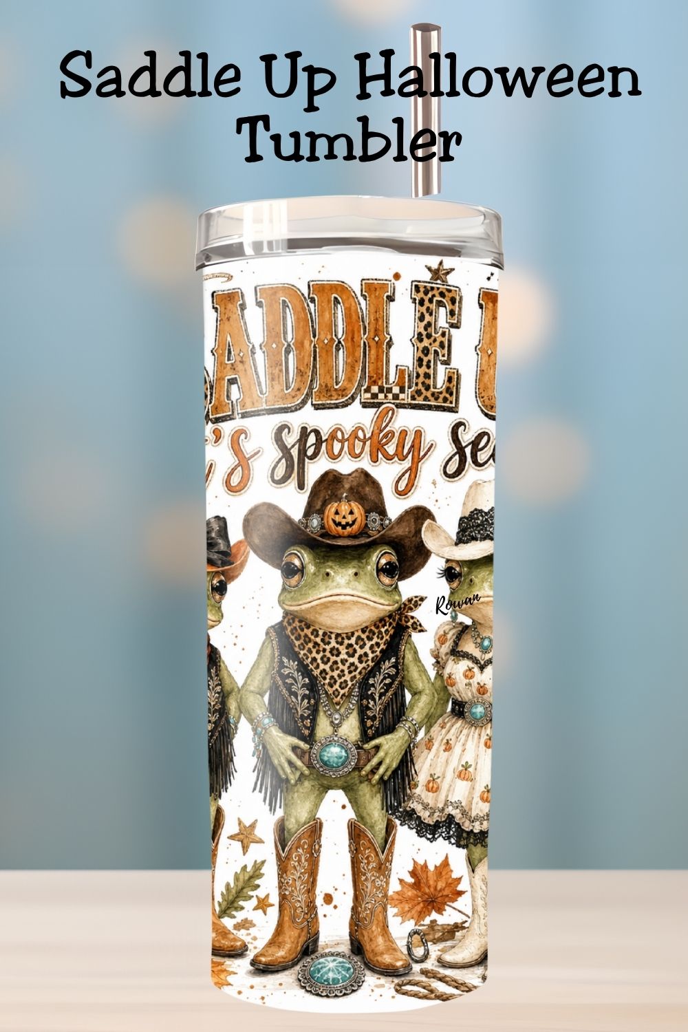 Western Halloween Frog Tumbler and Tumbler Wrap *1095