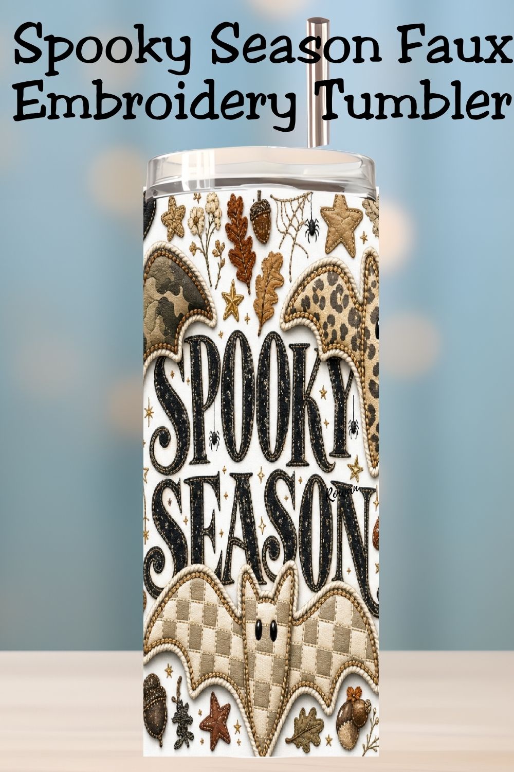 Spooky Season Patchwork Bats Tumbler and Tumbler Wrap *1109