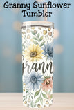 Looking for the perfect Granny tumbler gift? This floral Grandma Granny 20oz skinny tumbler features soft watercolor sunflowers and greenery, making it a beautiful Mother’s Day tumbler, birthday gift, or Christmas present. Perfect for anyone searching for a grandma tumbler or meaningful Granny gift.
