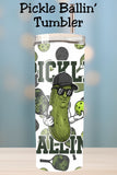 Obsessed with pickleball? This Pickle Ballin tumbler features a funny pickleball design that’s perfect for sporty drinkware and summer gifts. Available as a physical tumbler or PNG wrap, this pickle ballin PNG works great for sublimation, tumbler mug wraps, and even shirt design projects.