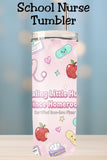 Healing little hurts since homeroom 💗 This adorable School Nurse tumbler is the perfect appreciation gift for the nurse who keeps the school running. Soft pink, playful medical icons, and a message every school nurse will love. Available as a ready-to-gift tumbler or a PNG for makers.