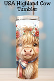 Looking for a cute Fourth of July tumbler idea? 🇺🇸 This patriotic highland cow tumbler is perfect for summer BBQs, farmhouse decor lovers, and handmade gift ideas. Available as a physical tumbler or PNG digital download.